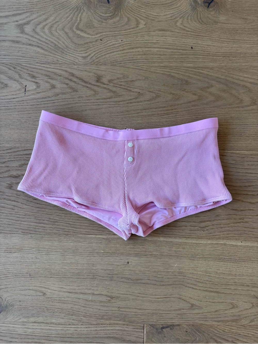 Frankie's Bikinis Light Pink Ribbed Bike Shorts